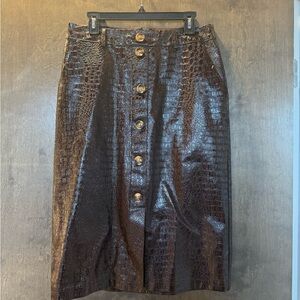Rachel Comey for Target Shiny Brown Croc-Embossed Pencil Skirt
